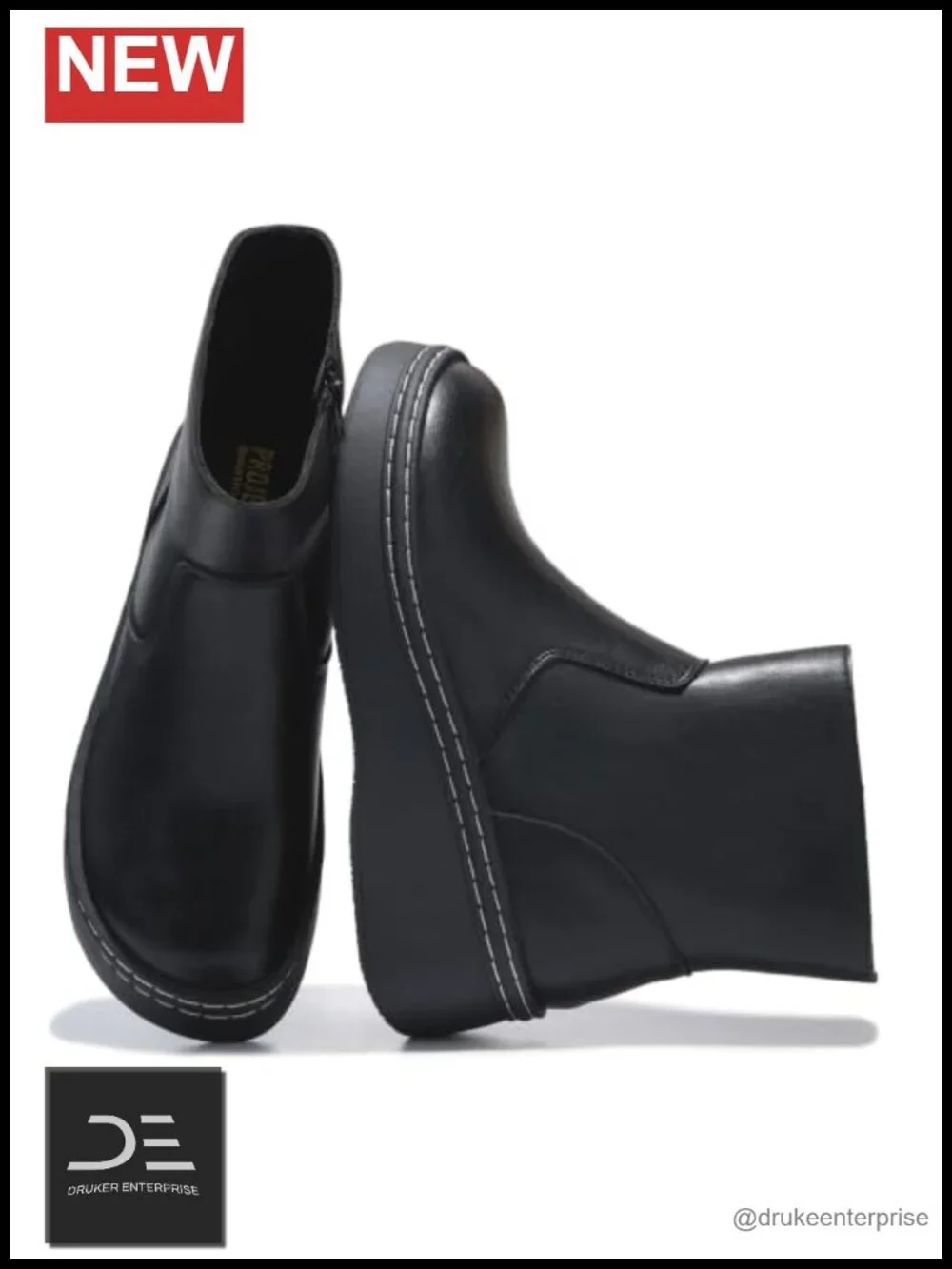 Genuine Leather Platform Ankle Boots Women Combat Chunky Zip